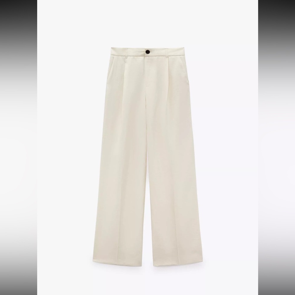 Zara Ecru Wide Leg Pants